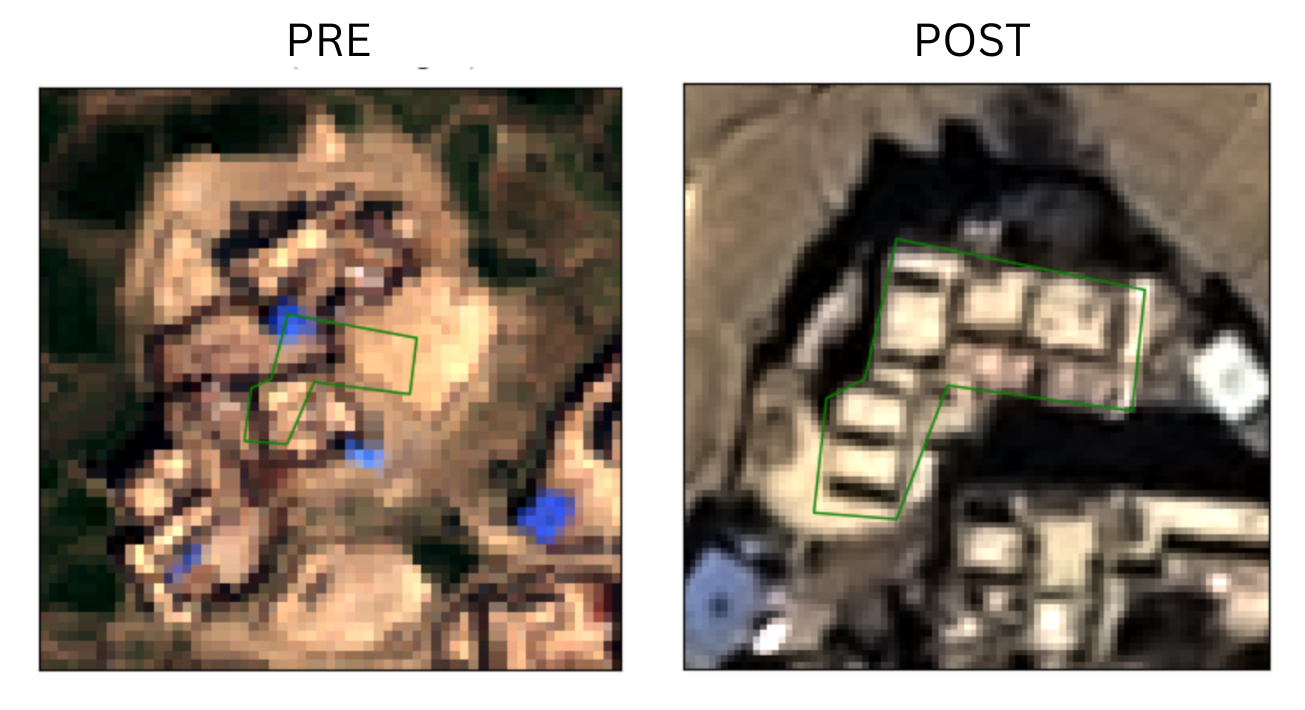 Example of misaligned pre- and post-event patch for the China site after attempted registration.