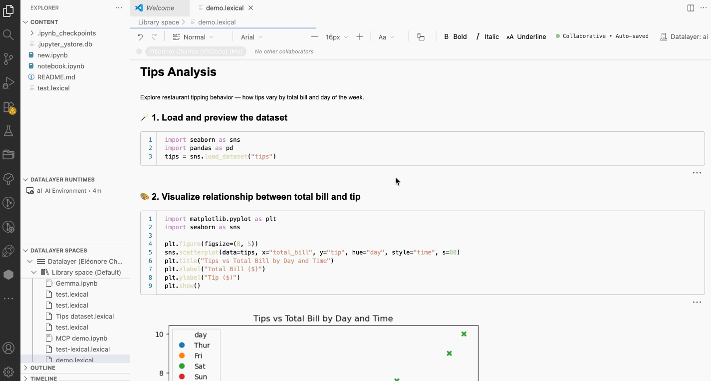 Datalayer extension running lexical document in VS Code