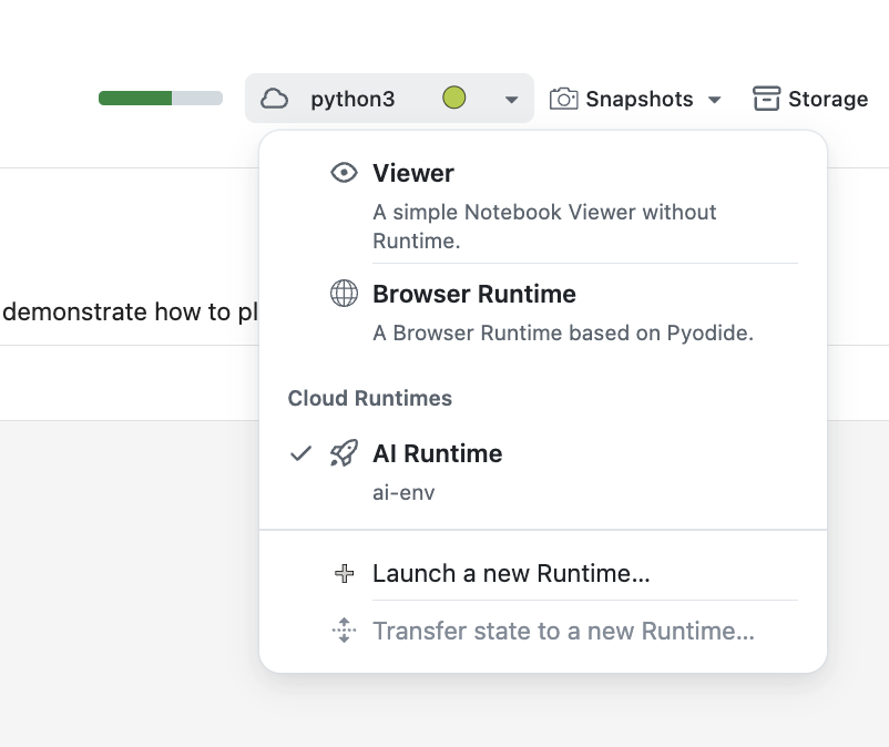 Assign a runtime to a notebook